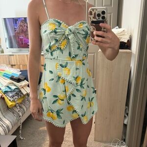 Mi Ami XS green with lemon and ruffles romper